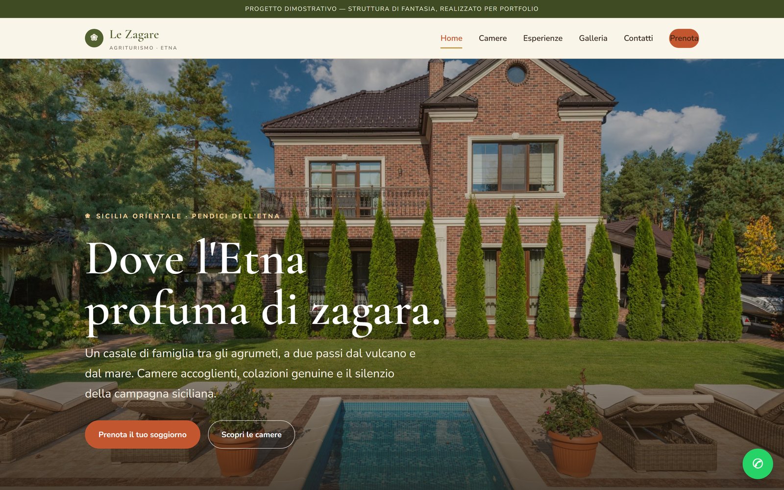 Sito web per Agriturismo Le Zagare (concept)