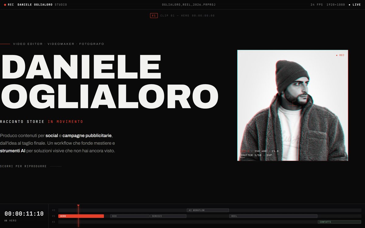 Sito web realizzato per Daniele Oglialoro, video editor