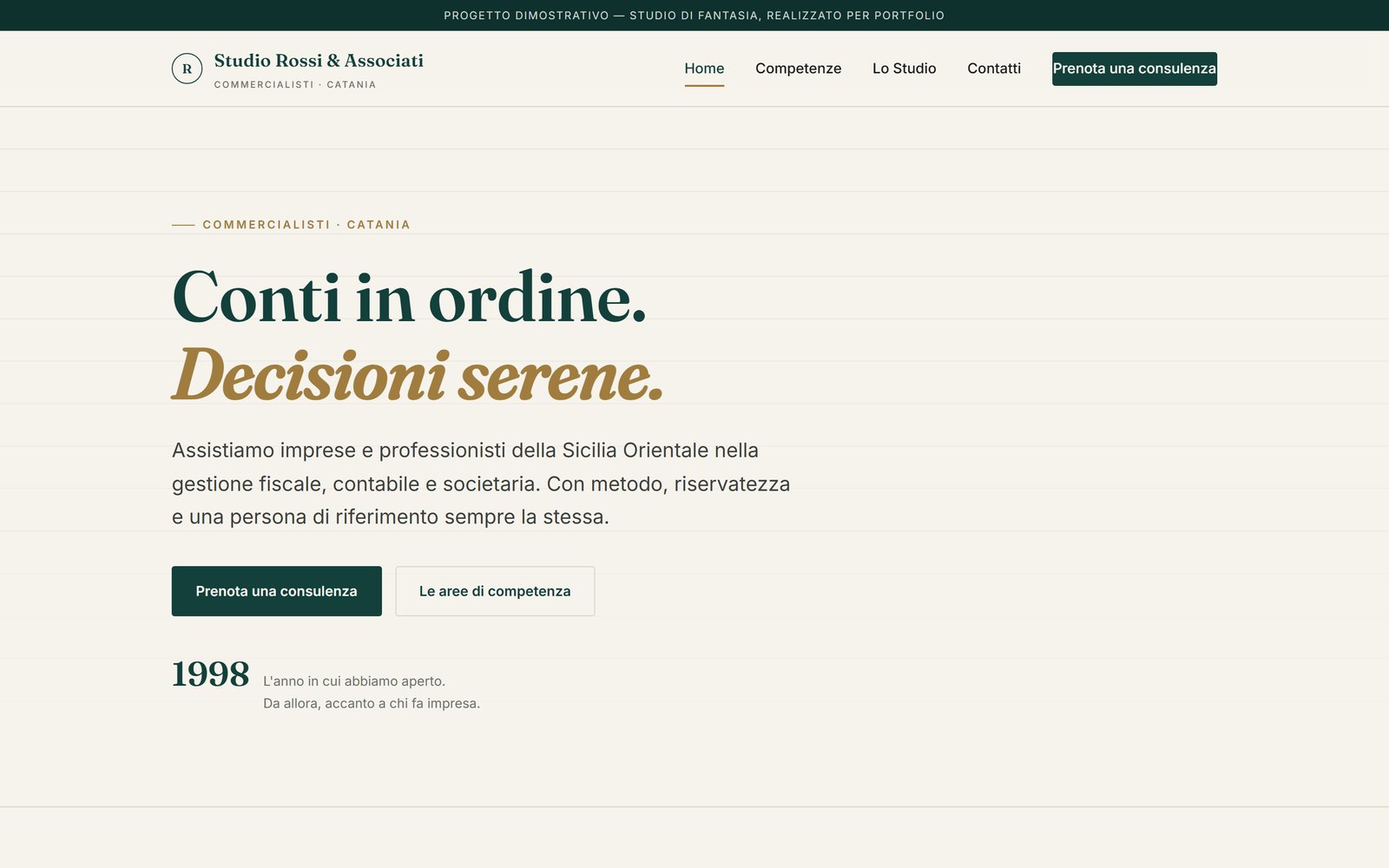 Sito web per Studio Rossi & Associati, commercialisti (concept)